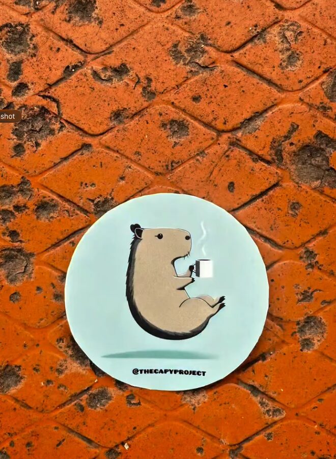 Café Rev mascot on a terracotta tile